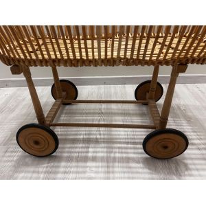 Berceau En Rotin Avec Roulettes Et Matelas Mousse - Occasion