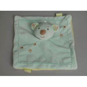 Doudou koala plat Syst&egrave;me U plat bleu vert empreintes Zen - Occasion