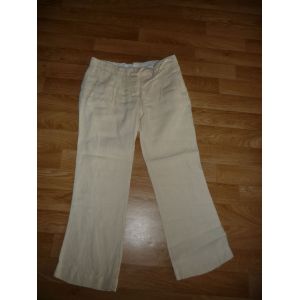 Pantacourt Madame A Paris En Lin Beige Taille 38 - Occasion