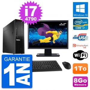 PC Lenovo P300 SFF Ecran 22" Intel i7-4790 RAM 8Go Disque 1To Windows 10 Wifi - Occasion