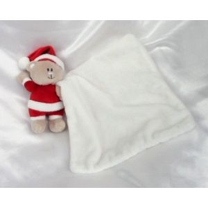 Doudou Peluche Ours P&egrave;re Noel Rouge Blanc Mouchoir La Halle Kimbaloo - Occasion