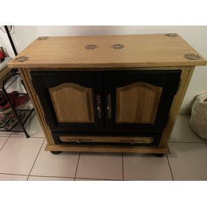 Meuble bibus de s&eacute;jour ou d&rsquo;entr&eacute;e en bois peint avec motifs - Occasion