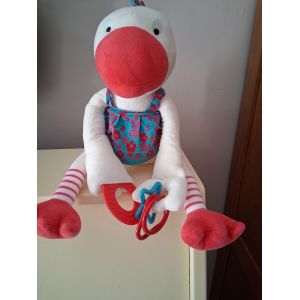 doudou d'activit&eacute;s Zo&eacute; oie ORCHESTRA PREMAMAN, ( canard poule) , robe fleurie - Occasion