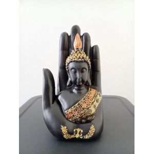 Statue R&eacute;sine Bouddha sur Main 18 cm - Occasion