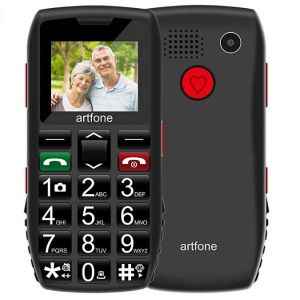 T&eacute;l&eacute;phone portable senior d&eacute;bloqu&eacute; avec grandes cl&eacute;s | Bouton SOS | Radio FM | Haut-parleur de bo&icirc;te | Batterie 1400 mAh | Lampe de poche et station de recharge, noir - Occasion
