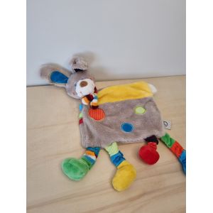 Doudou Lapin Gris Multicolore Mots D'enfants - Occasion