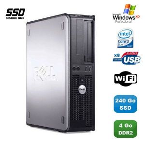 PC DELL Optiplex 760 DT Intel E8400 3Ghz 4Go DDR2 240Go SSD WIFI XP Pro - Occasion