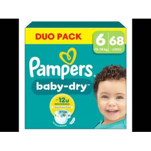 Pampers Couches Baby-Dry | Taille 6 | 13-18 Kg | 68 Pièces - Occasion