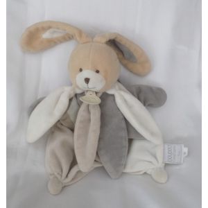 Doudou Plat Marionnette Lapin Taupe Gris Blanc Pétales Collector Doudou Et Compagnie - Occasion