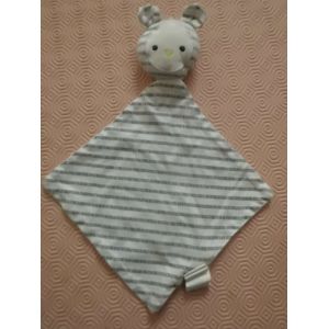 Doudou Lapin Blanc Raye Bleu Obaibi - Occasion