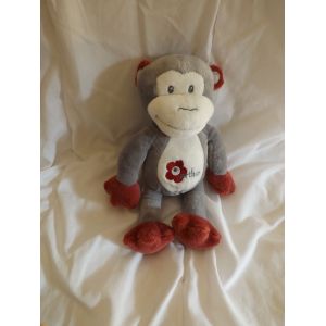 doudou singe gris blanc bordeaux arthur et lola b&eacute;bisol - Occasion