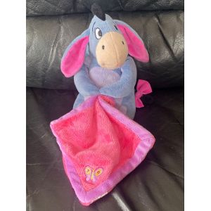 DOUDOU PELUCHE BOURRIQUET DISNEY NICOTOY MOUCHOIR ROSE PAPILLON 22CM - Occasion