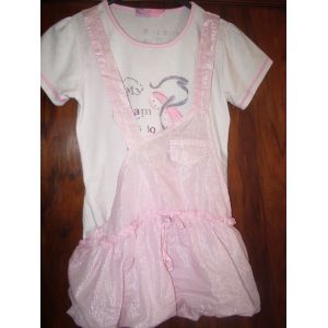 Robe Boule Fantasy Girl Rose Brillant Et Intérieur Blanc Imprimé 12ans - Occasion
