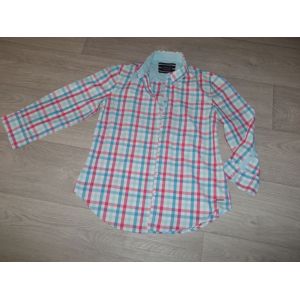 Chemise Saint James Multicolore À Carreaux Turquoise, Fuchsia, Blanc Taille 40 Tbe - Occasion