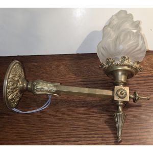 Ancienne Applique Murale Tulipe Flamme en laiton - Occasion
