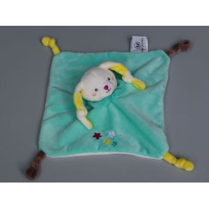 Doudou Lapin Plat Vert Blanc U Tout Petits - Occasion