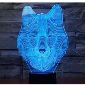 Lampe Led 3d En Forme De T&ecirc;te De Loup, Avec 7 Couleurs De Lumi&egrave;re, Pour La D&eacute;coration De La Maison, Visualisation &Eacute;tonnante, Illusion D'optique - Occasion