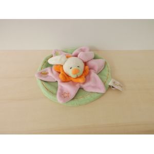 Doudou Lapin Rond Rose Vert Orange Babynat - Occasion