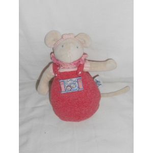 Doudou Souris Lila Et Patachon Moulin Roty Rose Ruban Raye Blanc Grelot Hochet - Occasion