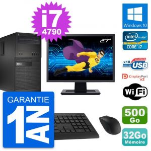 PC Tour Dell XE2 Ecran 27" Intel i7-4790 RAM 32Go Disque 500Go Windows 10 Wifi - Occasion