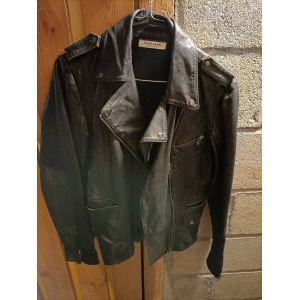 Blouson En Cuir Noir Perfecto Taille 36 En Parfait État Marque Naf Naf - Occasion