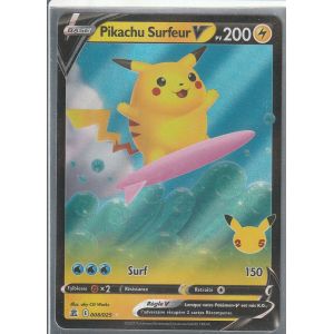 Carte Pokemon - Pikachu Surfeur V - 008/025 - Ultra-Rare - &Eacute;dition C&eacute;l&eacute;brations - 25 Ans - 2021 - V.F - Occasion