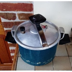 Cocotte Minute Verte Complète 6 Litres Seb Authentique Vintage 1970/80&#39; ,Made In France - Rare Modèle À Revêtement Anti Adhésif - Tous Feux Sauf Induction - Occasion