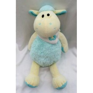 Doudou Peluche Mouton Bleu Et Blanc Foulard Fleur Althans Club - Occasion