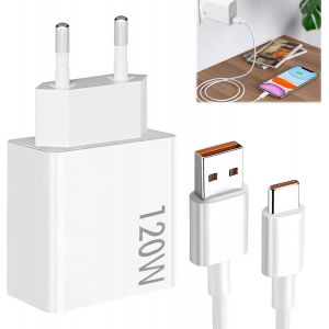 Huag-120w Chargeur Xiaomi Charge Rapide, Chargeur Rapide Xiaomi Et 1.5m 6a Type C Cable Mi Turbo, Pour Xiaomi 14 13 12 12t 12s Pro Lite Redmi Note K60 K50 12 11 Pro Plus, Chargeur Xiaomi 120w - Occasion