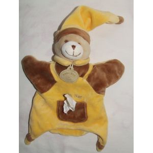OURS BABYNAT MARIONNETTE MARRON JAUNE MOUCHOIR - Occasion