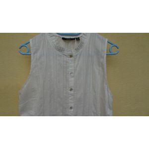 Chemisier Sans Manches Avec Plumetis Blanc Cassé Taille M - Occasion