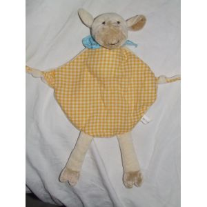 Mouton Idaho Doudou Plat Vichy Jaune - Occasion