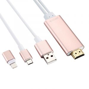 Câble D'adaptateur Hdtv Lightning Vers Hdmi Avec Chargeur Usb Pour Iphone 6 & 6s / 6 Plus & 6s Plus Adaptateur Micro Samsung Galaxy S5 / Note 4 Gold - Occasion