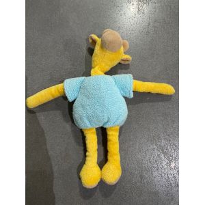 Doudou Peluche Girafe Jaune Et Bleu Ajena - Occasion