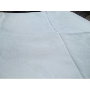 Nappe + 6 Serviettes En Damassé Blanc - Occasion
