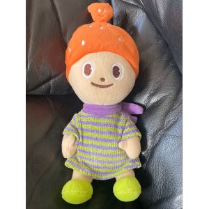 Peluche doudou garçon champignon pull violet rayé vert siplec 30cm - Occasion