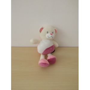 Doudou Ours Blanc Rose Violet Tom&zoé - Occasion