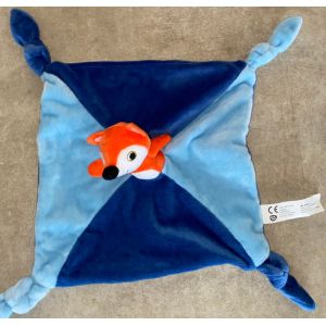 Doudou Loup Auzou Bleu Orange Peluche Jouet Bebe Naissance Comforter Fox Baby - Occasion