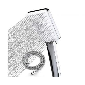 Pommeau de douche avec tuyau Pommeau de douche puissant Pommeau de douche haute pression Plusieurs modes de pulv&eacute;risation Pommeau de douche carr&eacute; &agrave; &eacute;conomie d'eau avec tuyau Pommeau de douche &agrave; main - Occasion