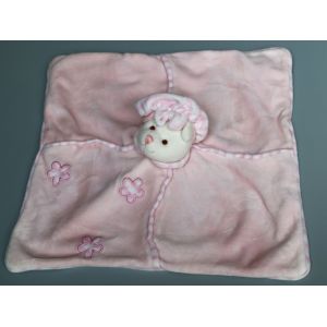 Doudou Ours Plat Rose Blanc Bukowski - Occasion