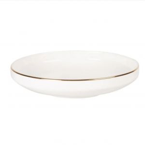 Assiette Creuse "Berenice" En Porcelaine Blanche Et Dorée, Maisons Du Monde. - Occasion