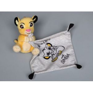Doudou lion Simba Disney mouchoir gris jaune Good Night Simba Toys - Occasion