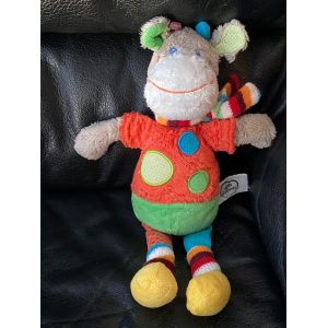 Peluche Doudou vache mots d enfantsSiplec Gris Ronds bleu rouge verts32cm - Occasion