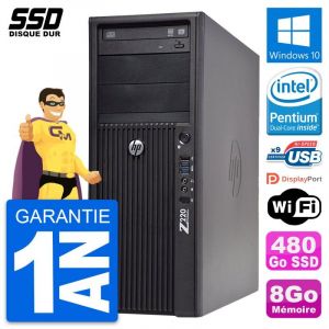 PC Tour HP WorkStation Z220 Pentium G2020 RAM 8Go SSD 480Go Windows 10 Wifi - Occasion