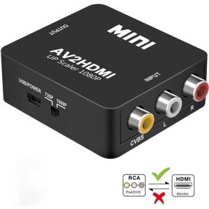 Adaptateur RCA vers HDMI, Zamus Mini AV RCA CVBS vers HDMI Convertisseur S vidéo Adaptateur 1080P pour PS2 Wii Console - Occasion