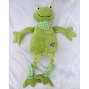 Doudou Peluche Grenouille Vert Foulard Carreaux N&eacute;nuphar Qui Coasse Les Petites Marie - Occasion