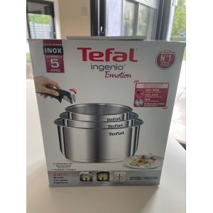 Set Neuf Casseroles Inox Tefal Ingenio Emotion - 3 Pièces &#43; Poignée - Occasion