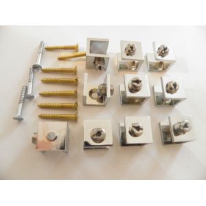 10 Pinces Pivot de Glace 10 mm maxi.15x15x15 &agrave; vis, Laiton Chrom&eacute; , pour petite porte, &eacute;tag&egrave;re fixe , cloisonnement - Occasion