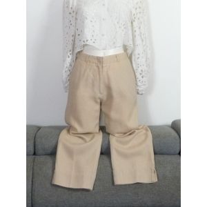 Pantacourt/ Pantalon En 100% Lin Beige- Taille 36- Active Wear - Occasion