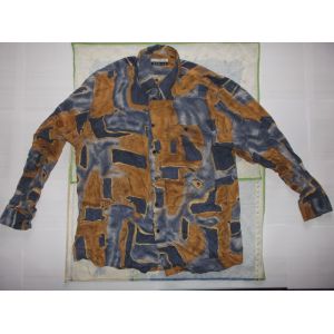 *** Chemise Viscose Imprimée *** - Jaune Moutarde & Bleue - « Giorgio Morello » *** - Taille 43 / 44 (3) - Occasion